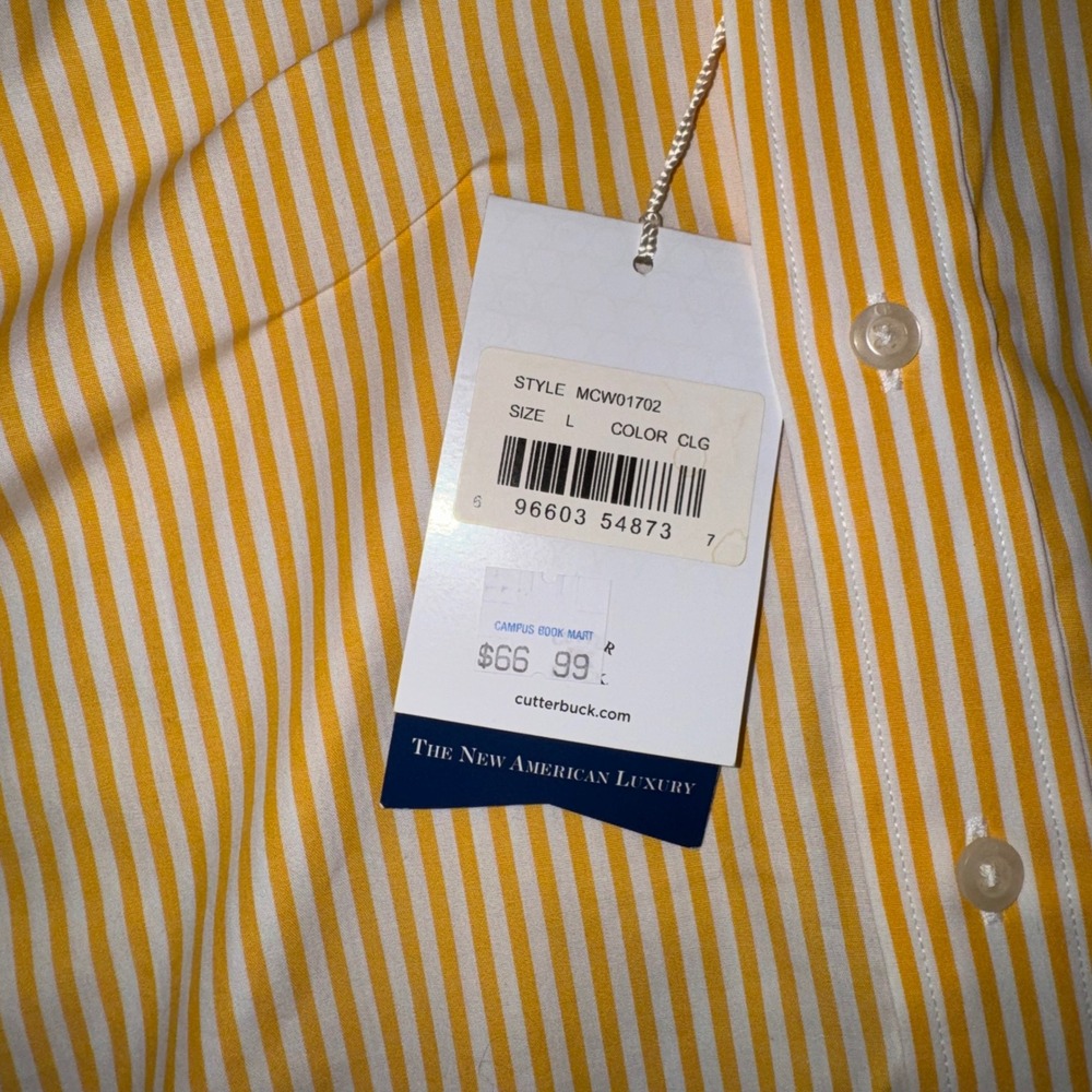 Mens Large Cutter & Buck Button Down Shirt Yellow New Southern Mississippi NWT - Picture 6 of 11